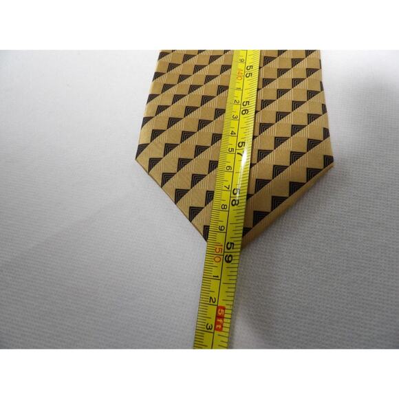 Gior Gio Brutini Mens Neck Tie Silk Geometric Diamond Triangle Gold Black Design - Picture 10 of 10